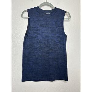 Rag & Bone Hudson Mock Neck Slit Back Sweater Tank Heathered Blue Small